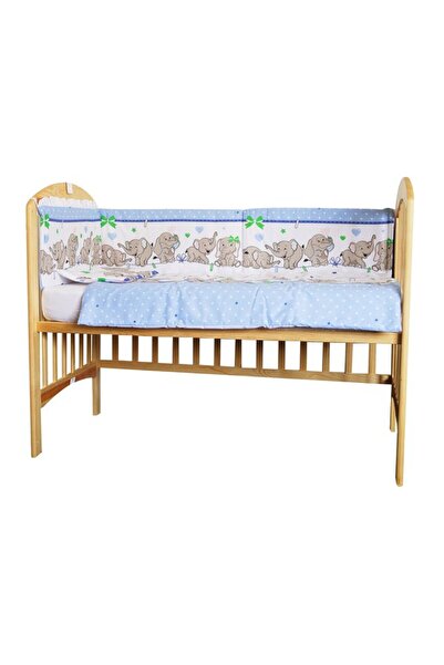 PRICHINDEL Lenjerie de pat Elenfant cu dungi albastre, 4 piese, 120 x 60 cm