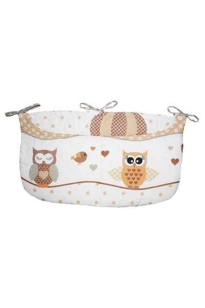 PRICHINDEL Buzunar pentru pătuț, bufnițe crem, 60 x 40 cm