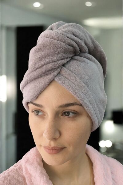 MYSOFTHOME Hair Towel/Hair Wrap Towel/Button Elastic Hair Towel/Velvet 100% Cotton Hair Towel