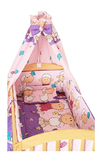 PRICHINDEL Lenjerie de pat cu baldachin, oaie mov, 120 x 60 cm