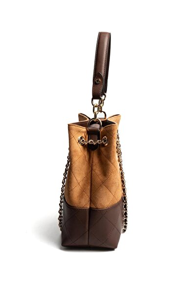 Silver Polo Silver & Polo Sp1262 Women's Shoulder Bag Suede Tan-Brown