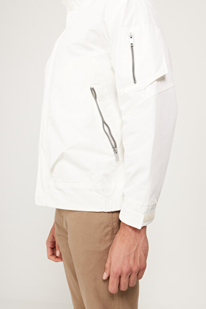 ALTINYILDIZ CLASSICS White Standard Fit Regular Cut Mock Neck Coat