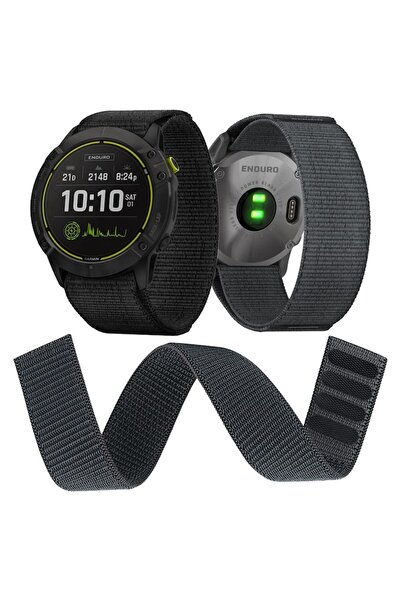 PHN MAG Quick Release 22mm Textile Hook-and-Loop Strap for Garmin Smartwatches, Black