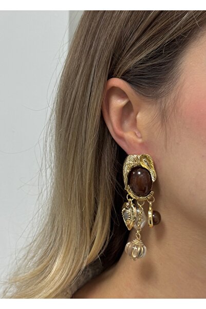 KİLİGİSTANBUL Charmli Vintage Mineral Retro Earrings