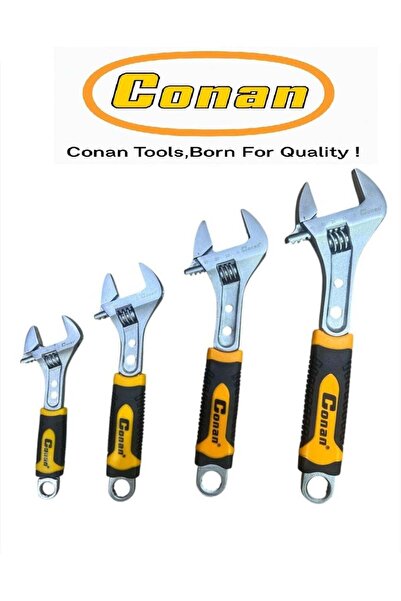 CONAN طقم مفاتيح ربط قابلة للتعديل من 4 قطع (6-12 بوصة) (فولاذ CR-V، فتحات سداسية متعددة)