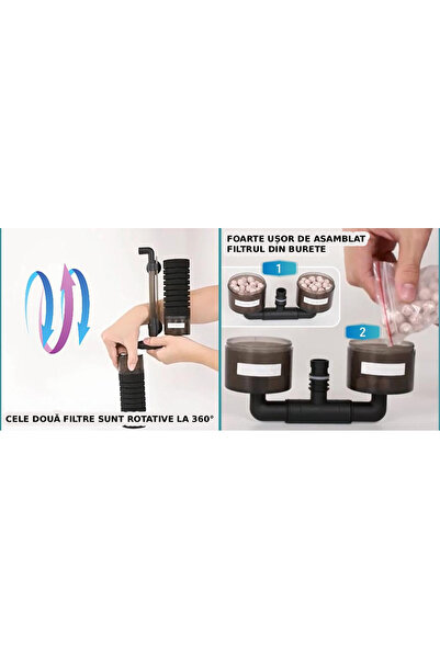 Sofia Concept Filtru intern pentru acvariu, Sofia CONCEPT®, material ABS, bile ceramice, pentru acvariu de 57–208 L (M),