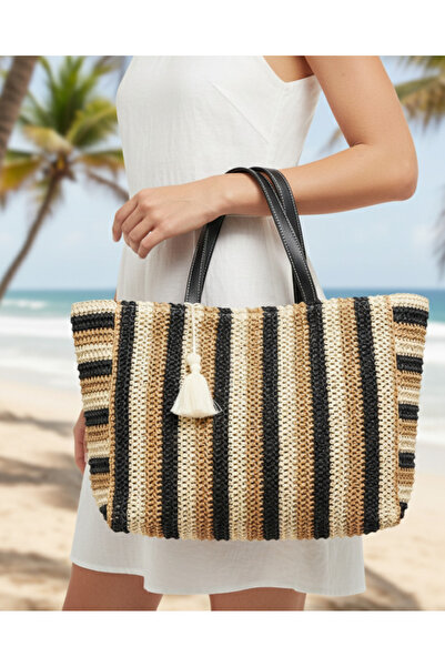 REDTAG حقيبة شاطئ مخططة متعددة الألوان للنساء