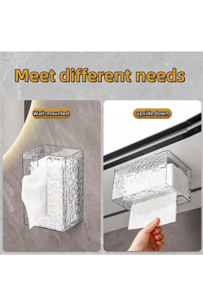 Generic Wall Mounted Tissue Holder Paper Organizer Dispenser Perforation-Free for Kitchen Bathroom Office