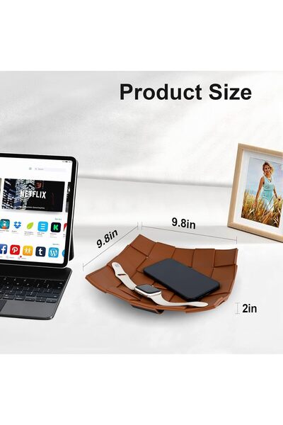 NALACAL Valet Tray Desktop Storage Organizer (Brown & Black)