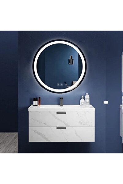 Smack LED & Touch Mirror, Round, 70 X 70 Cm, Defog Function, Matte Black Frame, Two Light Types, S