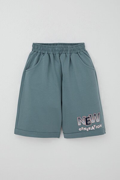 Breeze Boy's Shorts Set with Lettering, Printed Pockets, Ages 8-14, Ecru