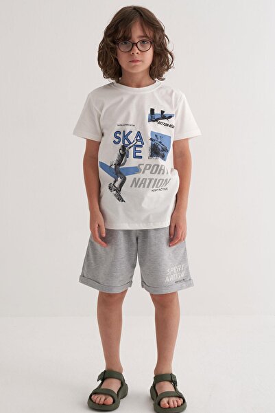 Breeze Boy's Shorts Set Skateboard King 8-14 Years Old, Ecru