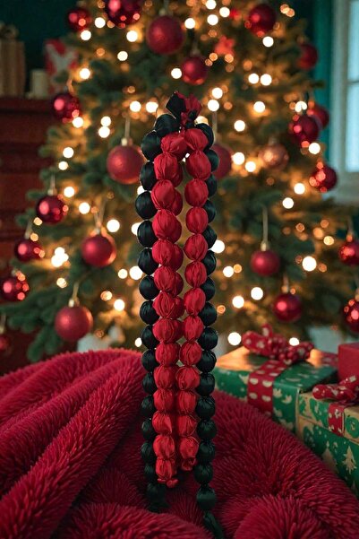 Home Mumsu Concept ديكور عيد الميلاد مصنوع يدويًا من الساتان باللون الأحمر وا...