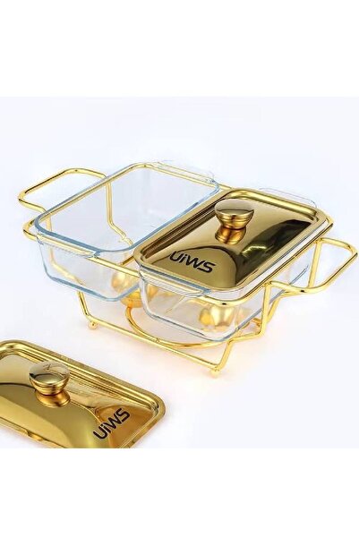 NKX طقم أطباق تقديم أنيقة باللون الذهبي والزجاجي