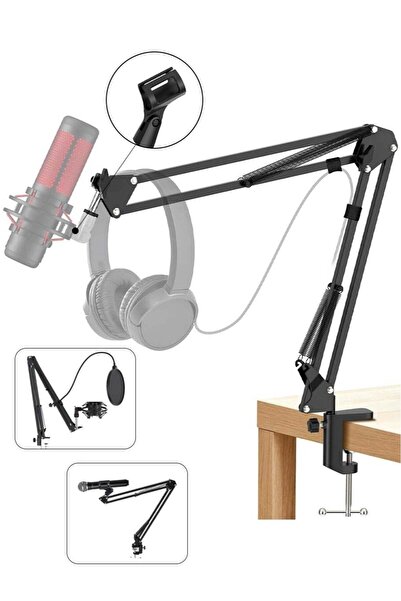 Generic Leon Home Metal Adjustable Microphone Stand | Hanging Boom Desktop Stand (Microphone Not Included)
