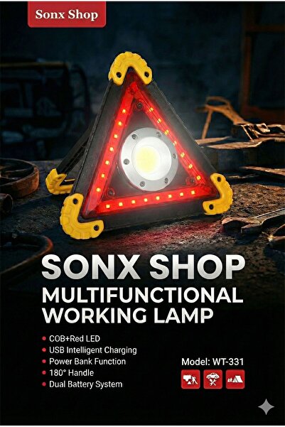 sonx Çok Fonksiyonlu Üçgen Reflektör LED Projektör - Powerbank Özellikli Şarj...