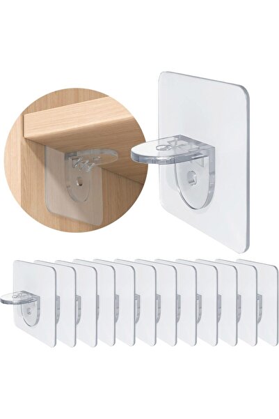 KASTWAVE Punch Free Self-Adhesive Transparent Shelf Support Pegs