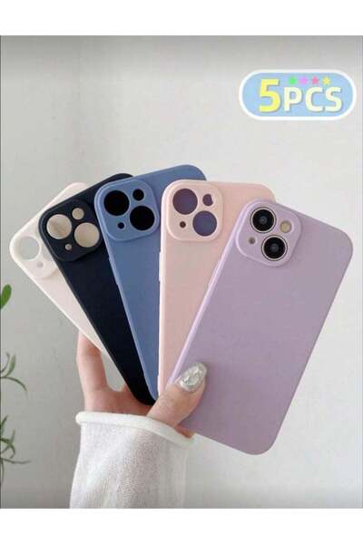 Generic iPhone 16 Pro 5PCS Candy Color Solid Black Pink Purple Beige Anti-Drop Thick Protective Case