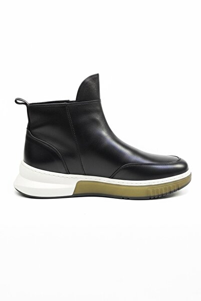 Sabri Özel Siyah Kalın Tabanlı Deri Casual Chelsea Bot