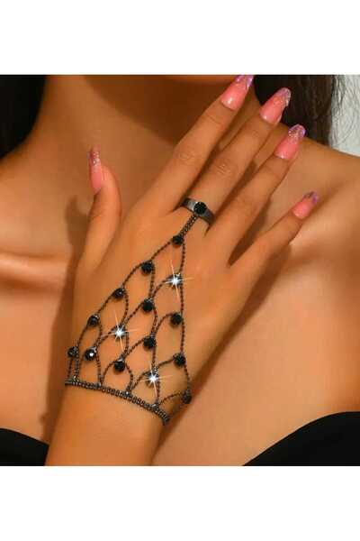 sarıyer silver سوار فولاذي موديل شاهمران بتصميم أنيق مطرز بحجر الزركون الأسود اللون