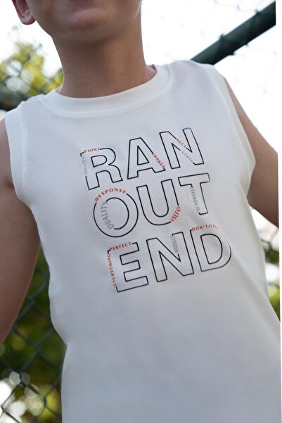 Breeze Boy's Shorts Set, Zero Sleeve, Lettering Printed Laces, Accessories, Ages 8-14, White