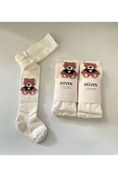 DÜVEN Pachet de 2 chiloți pentru fetiță, din bumbac alb, cu model de ursuleț