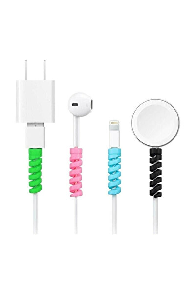 ÜçKol Ticaret جهاز ربيعي حلزوني من السيليكون لحماية كابلات Apple وAndroid مكو...