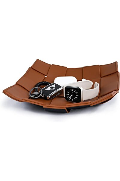 NALACAL Valet Tray Desktop Storage Organizer (Brown & Black)