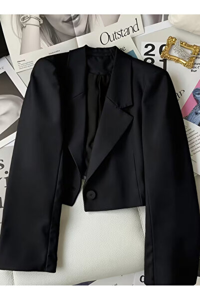 GZMBUTİK Kadın Şık Kısa Siyah Blazer