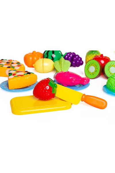 Doris Educational set basket with food, fruits and vegetables to cut with velcro Play Food, knife included, p