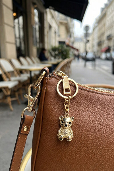 Modex Breloc pentru geantă cu ursuleț minimalist cu textura galben auriu