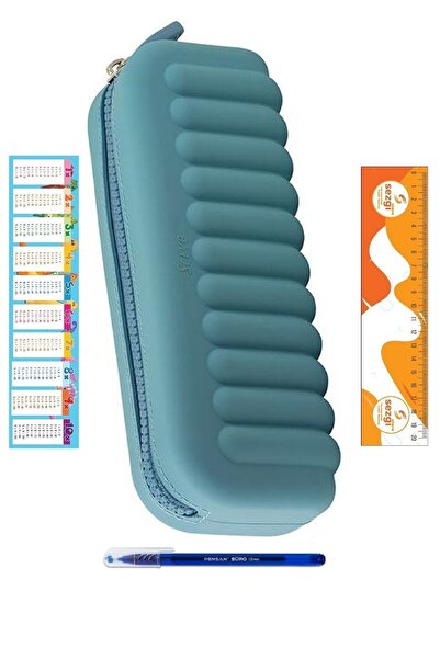 Serve Maki Soft Silicone Pen Case (A. Blue) and Ballpoint Pen + Sezgistore Bookmark