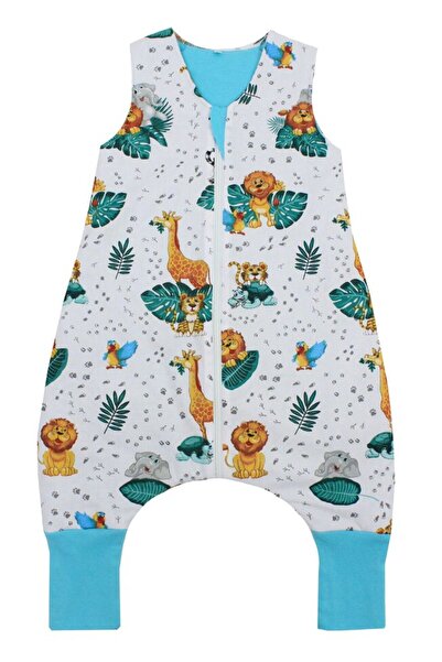 PRICHINDEL Summer sleeping bag, Jungle animals, turquoise reverse