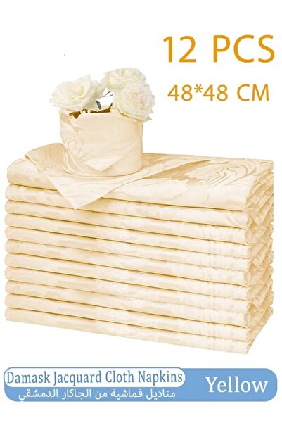 Generic 12Pcs Cloth Napkins 48x 48cm Cloth Dinner Wedding Napkin Damask Jacquard Cloth Napkins