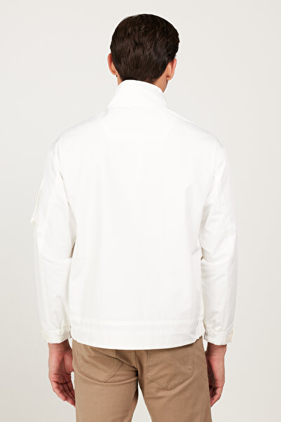 ALTINYILDIZ CLASSICS White Standard Fit Regular Cut Mock Neck Coat