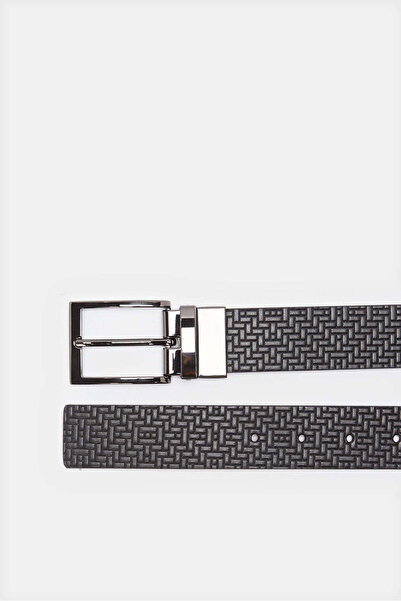 REDTAG Men Black And Beige Belt With Twist Buckle