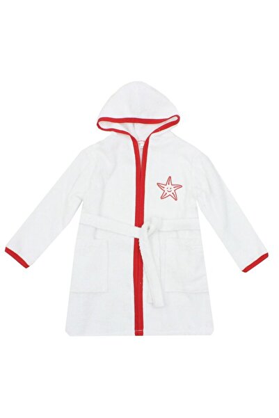 PRICHINDEL Halat de baie din bumbac, Little Star, alb cu roșu