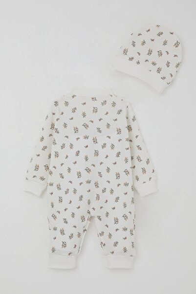 Breeze Girl Baby Romper with Flower Pattern 0-6 Months, Ecru