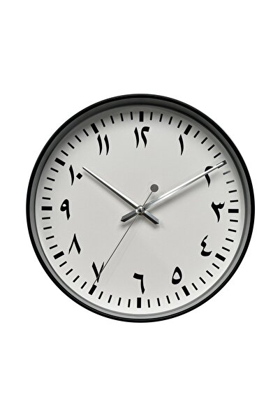 ORCHID ساعة حائط بأرقام عربية 30 سم، سوداء