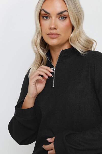 Stil Diva Plus Size V-Neck Long Sleeve Wicking Fabric Midi Dress 303855