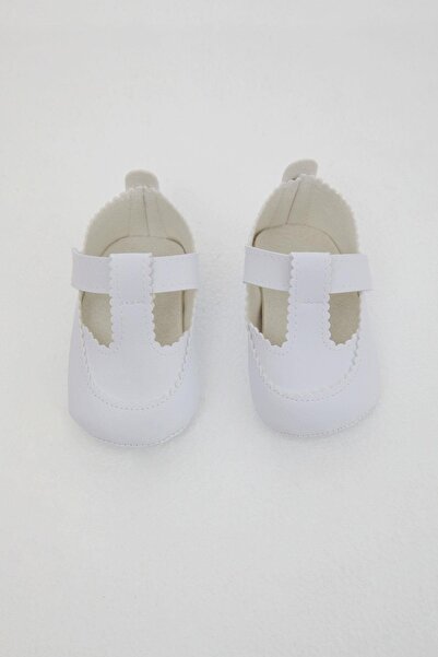 Bebiccino Baby Girl Booties Shoes with Velcro, Size 18-19, White