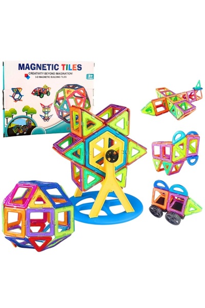 Doris 3D construction set with 72 educational magnetic pieces for children Magnetic Tiles Multicolor,Magn