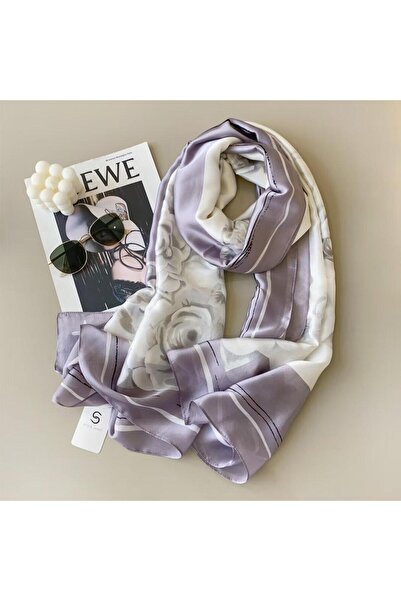 tomrisboutique شال حريري فاخر من الفوال حجاب وشاح بنقشة زهور 90 × 180