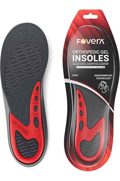 FOVERA نعل جل (أحمر، للرجال) - نعل جل مزدوج بطول كامل لجميع الأحذية