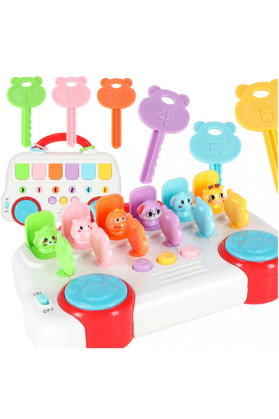 Ikonka Educational and interactive toy for children, musical bus model with keys, shapes and sounds, di