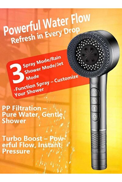 Generic Multifunctional Turbocharged High-Pressure Hand Shower with 3 Spray Modes and Filter
