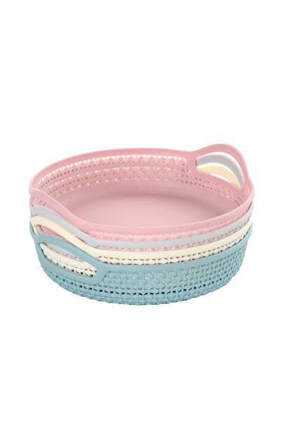 Lawazim 4-Piece Round Plastic Food Basket - Multicolour Plastic Basket Set