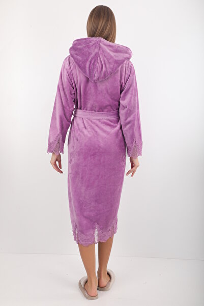 Wild Love Women's Hooded Lace 100% Bamboo Dressing Gown