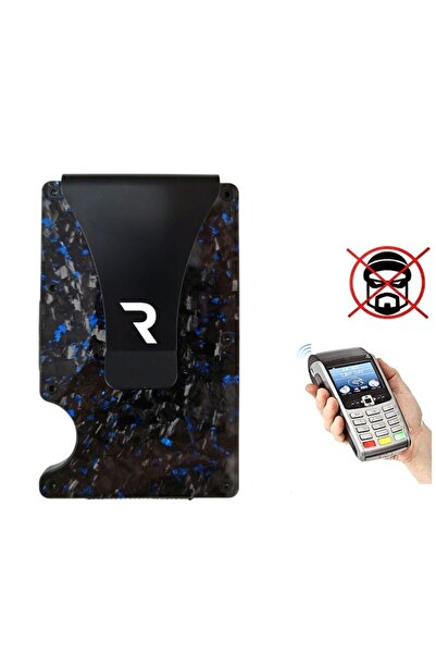 RAVADINO Ravaldi Carbon Fiber Cardholder Wallet, RFID Anti-Theft, Unisex, Black/Blue