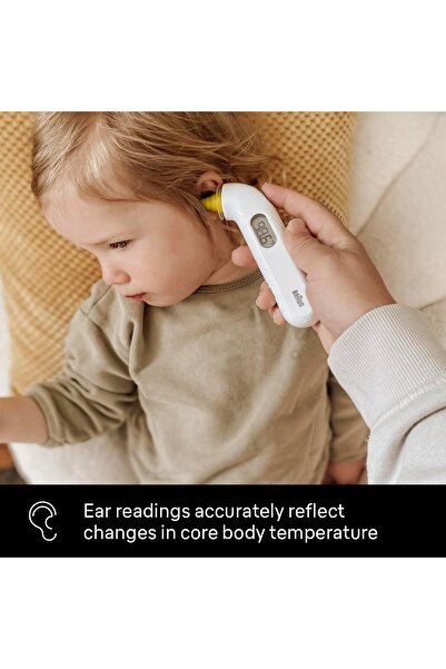 Braun Thermoscan3 ear thermometer for children, accurate digital display, precise fever tracking, reads temperature in seconds